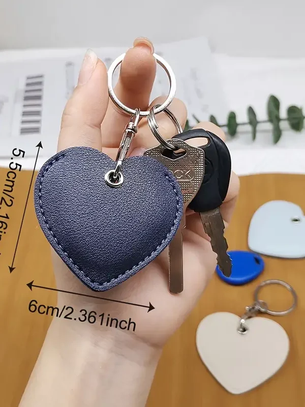 Heart-Shaped Faux Leather NFC Keychain